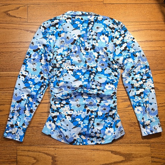 Rails Blue Business Casual Form Fitting Girly Long Sleeve Blouse QQ - Picture 3 of 3